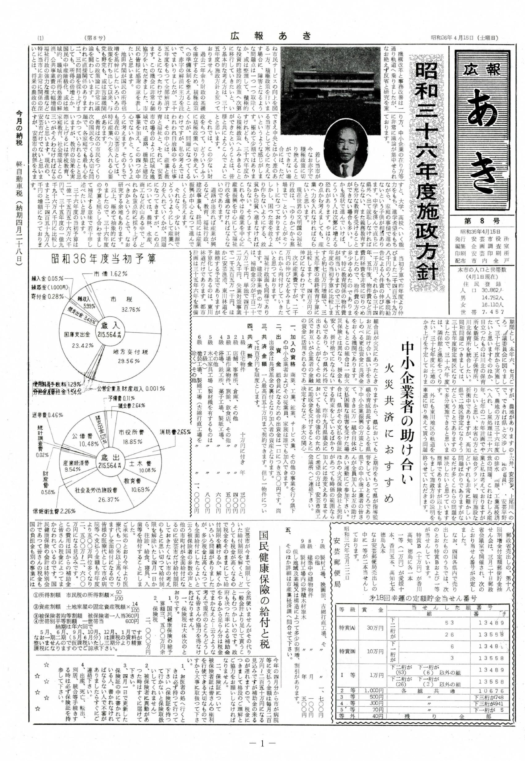 広報あき　第8号　1961年4月発行の表紙画像